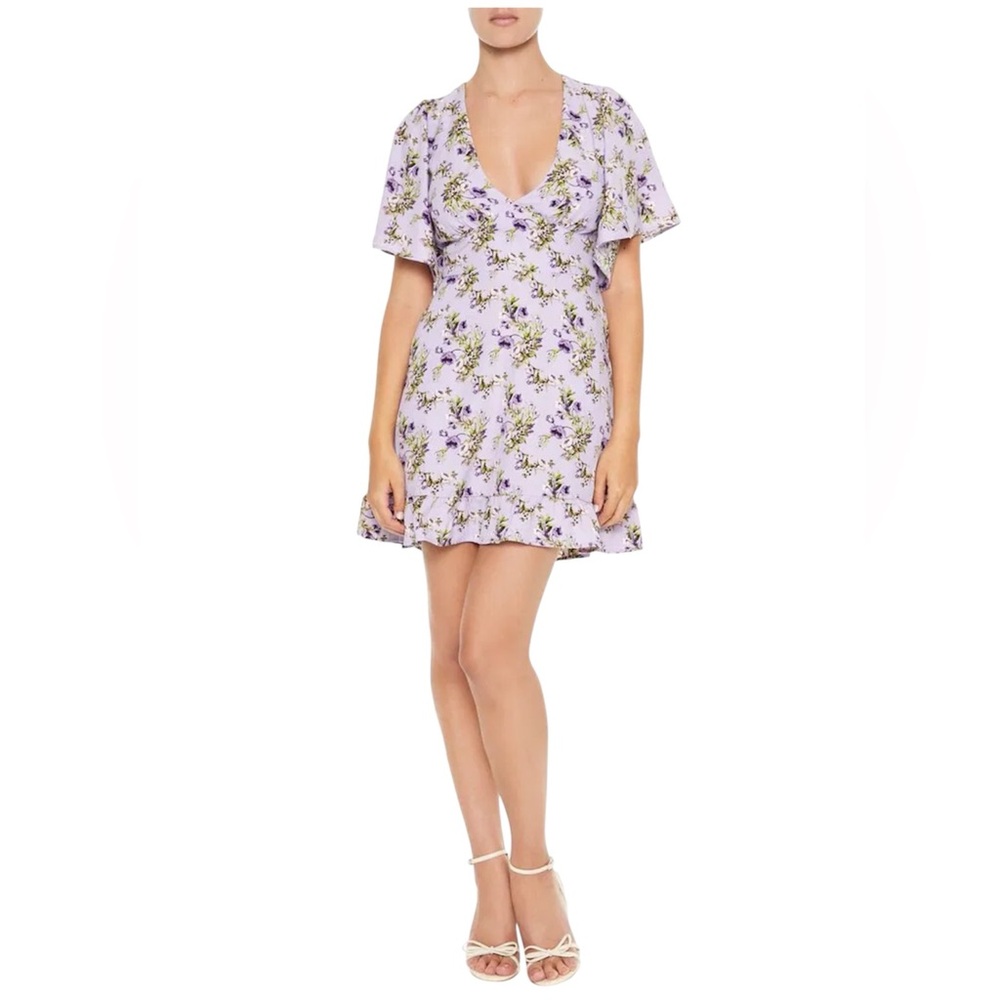 Forever 21 NWT Babydoll Milkmaid Floral Smocked Purple Dress 
w/ Pockets Small